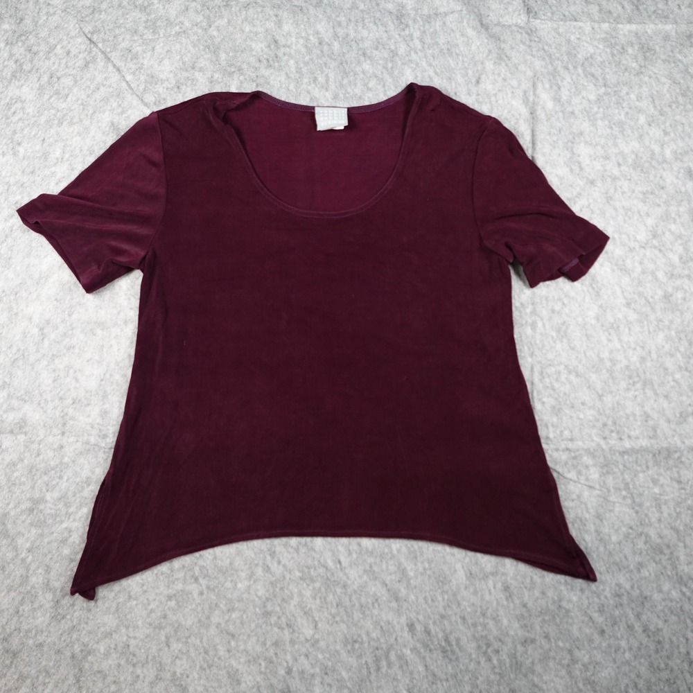 Rabbit‎ Rabbit Rabbit Top Womens Medium Purple Sharkbite Hem Slinky Scoop Neck